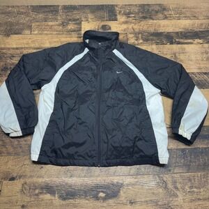 Nike Windbreaker Jacket Full Zip Lightweight Black‎ White L retro